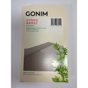 Gonim Korean Skincare Hydro Boost Face Mask Blue Lotus For Dry Thirsty Skin 5pk